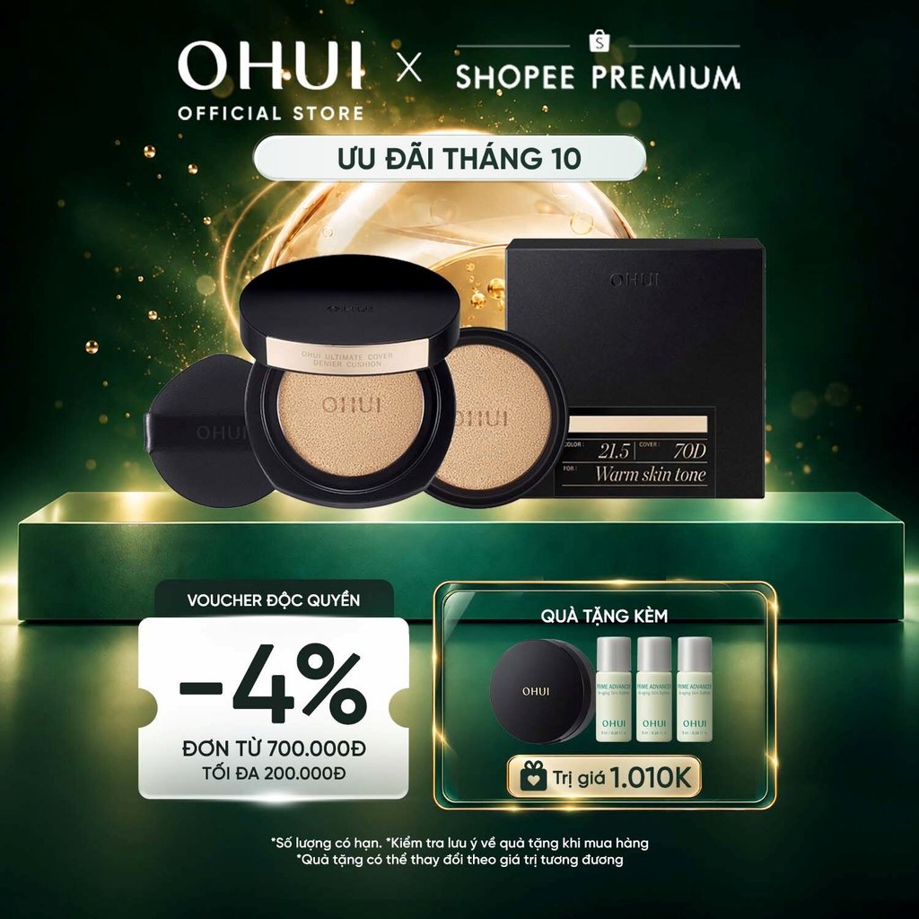 [OHUI Official] Phấn nước kiềm dầu che phủ cao mỏng nhẹ OHUI Ultimate Cover Denier Cushion SPF50/PA+++ 13G (Tặng 1 lõi)