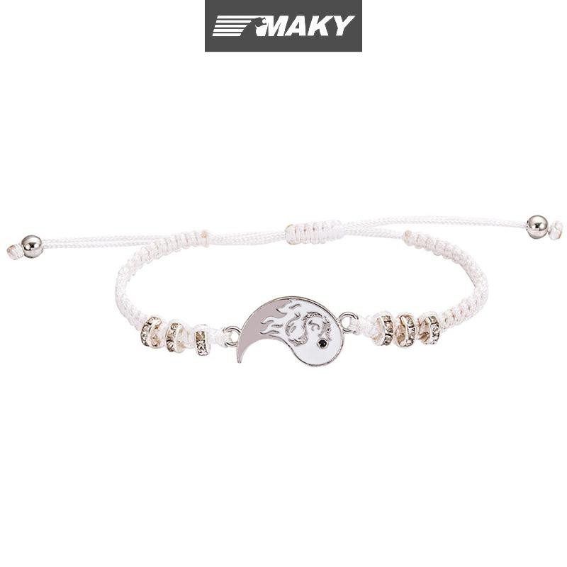 Newwellknownepic 2 Cái / bộ Vòng Tay Rồng Thái Cực Dành Cho Nữ Bạn Thân Nhất Có Thể Điều Chỉnh Âm Dương Vòng Tay Thời Trang Cặp Đôi Trang Sức VN