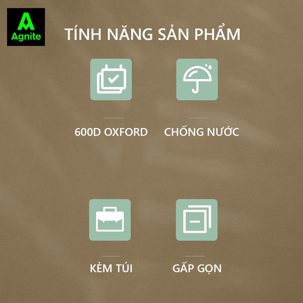 Thảm picnic, thảm dã ngoại chính hãng Agnite, thảm decor chống nước, nhiều màu đa kích thước dễ dàng gấp gọn như 1c túi