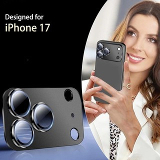 Ốp lưng ống kính giáp vòng kim loại cho iPhone 17 Air, bảo vệ camera, kính cường lực, tương thích Apple