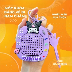 Móc khóa bảng vẽ Kuromi bằng bi nam châm từ tính kèm bút - FE123