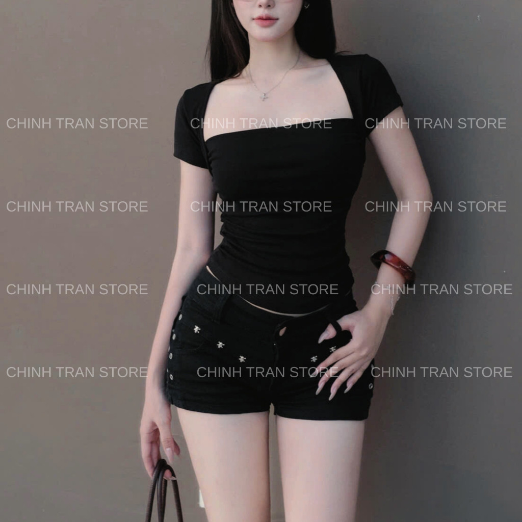 Áo Thun Nhún Eo Tay Ngắn Ôm Body Chất Thun Cotton Nhiều Màu