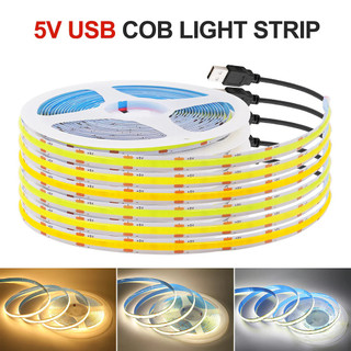 DC 5V USB Dải LED 2835 COB Diode Băng LED Ruy Băng Đèn Gương TV Đèn Nền Chiếu Sáng Trang Trí Phòng Đèn Dây LED Đèn 1M-5M