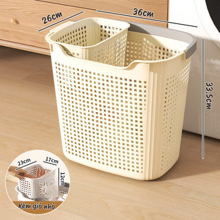 Giỏ đựng quần áo có bánh xe xoay 360 độ, Giỏ nhựa đựng đồ có quai xách tiện lợi cho phòng tắm