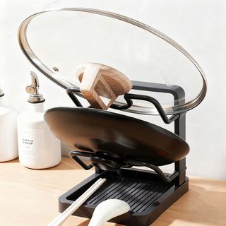 Hộp đựng nắp nồi COZYNEST, Giá đỡ nắp nồi thoát nước chống trượt, Giá đỡ thớt hai lớp dung tích lớn di động để lưu trữ bộ đếm hiệu quả dễ dàng
