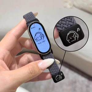 Hàn Quốc Dễ Thương Âm Nhạc Chó Bện Nylon Dây Đeo Cho Xiaomi Mi Band 10 9 8 NFC Đồng Hồ Thông Minh Ban Nhạc Cô Gái Vòng Tay Từ Tính Dây Đeo Tay Cho Xiaomi Smart Band 10