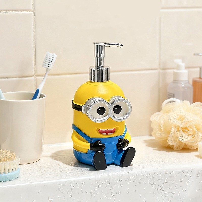 ST2 Minions Hoạt Hình Bồn Cầu Giặt Chất Giặt Sữa Tắm Dầu gội Pha Chế Chai Báo Chí TS2