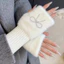 Găng tay nửa ngón nữ ấm áp mùa đông, hỗ trợ cổ tay, chất liệu polyester