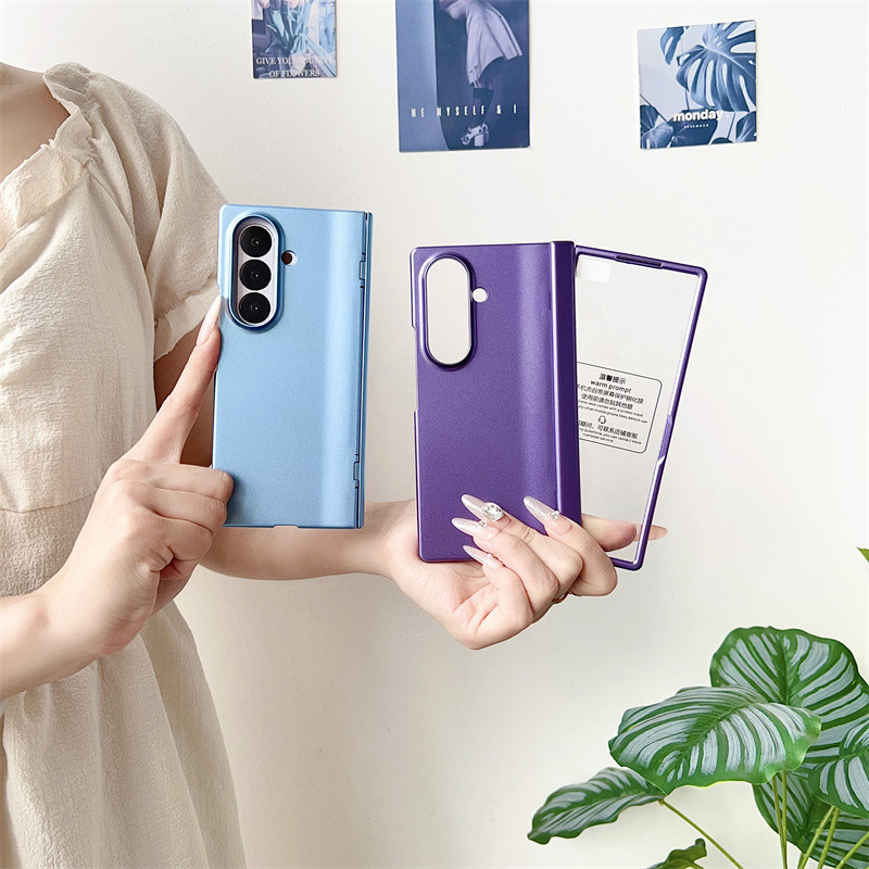 Vỏ cường lực mờ 2 trong 1 bản lề lò xo siêu mỏng cho Samsung Galaxy Z kèm phim màn hình