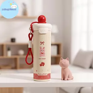 Pufangbliss Cốc hút chân không hoạt hình chống rò rỉ cầm tay bằng thép không gỉ 316 Cốc cách nhiệt dung tích lớn có dây cho Travelmute VN