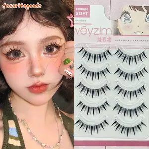 FAVORITEGOODS 5 Đôi Lông Mi Giả, Cosplay Nhật Bản Dramatic Manga Anime Mies, 5 Cặp Gói Dày Giả Chồn Giả Lông Mi Mở Rộng Cho Nữ Bé Gái