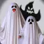 Trang phục Halloween ma trắng có thể tái sử dụng Vải thoáng khí mềm mại In hình dễ thương cho Halloween Cosplay Tri or Treat VN hàng năm