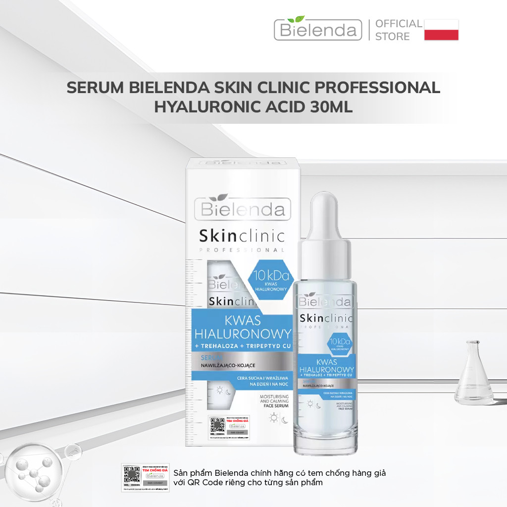Serum Bielenda Skin Clinic Professional Hyaluronic Acid cấp nước, dưỡng ẩm, làm da căng bóng 30ml