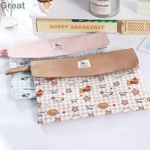 Túi đựng hồ sơ tuyệt vời, Nút chụp có thể giặt được Thư mục tập tin A4, Con chó con kẻ sọc đa chức năng Dung tích lớn Túi dạy kèm cầm tay Văn phòng trường học