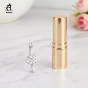 Nhẫn đeo bụng dát Zirconia bằng thép không gỉ bên trong ren không gây dị ứng Trang sức rốn để hẹn hò Quà tặng mới