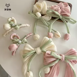 Nhẫn Tóc Ruy Băng Tulip Ngọt Ngào Thời Trang Cho Nữ Bé Gái Dễ Thương Thanh Lịch Nơ Kẹp Tóc Tinh Tế Phụ Kiện Tóc Quà Tặng [Mina]