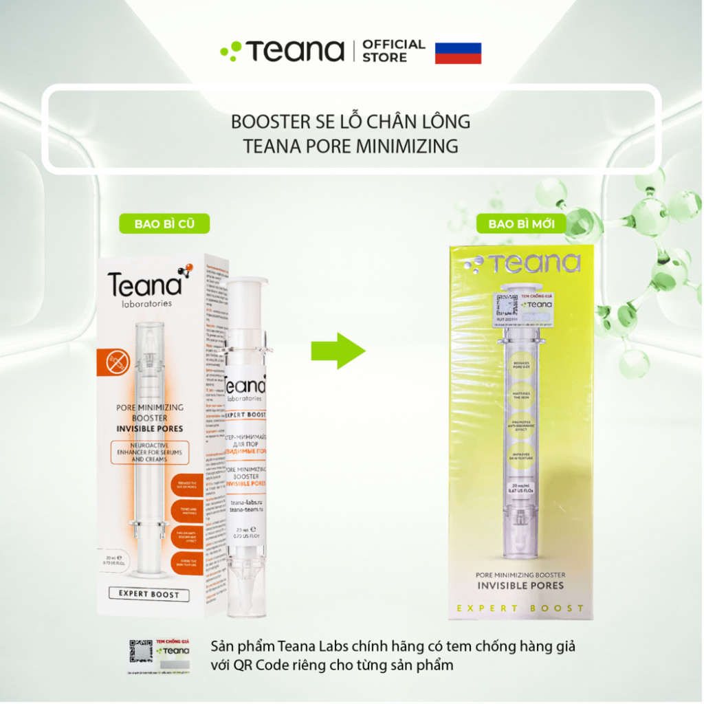 Booster Teana Pore Minimizing Booster Invisible Pores tinh chất tăng cường giúp se nhỏ lỗ chân lông 20ml