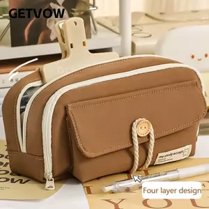 Túi đựng bút chì GETVOW, Văn phòng phẩm đa chức năng bằng vải, Túi lưu trữ dung lượng lớn sáng tạo Đồ dùng học tập dành cho học sinh