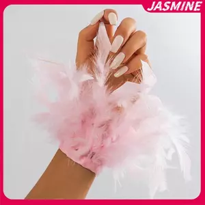 JASMINE Nhiều Màu Sắc Lông Vũ Vòng Tay Trang Trí Móng Tay Dây Đeo Tay Cho Ảnh Làm Móng Tay Lông Vũ Gợi Cảm Phụ Kiện Làm Móng Tay Vòng Tay JASMINE