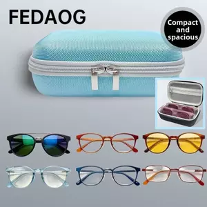 Hộp đựng kính râm FEDAOG, Hộp đựng kính EVA ngăn kép, Quà tặng Bộ chia có thể điều chỉnh Dây kéo đôi Phụ kiện du lịch Kính mắt Du lịch Sử dụng hàng ngày