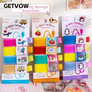 Bộ sắp xếp dây GETVOW, Dây buộc cáp có thể tái sử dụng hoạt hình, Kẹp lưu trữ cáp vải INS