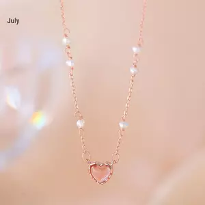JULYHOT Hàn Quốc Hồng Hình Trái Tim Nelace Cho Nữ Thời Trang Sáng Bóng Pha Lê Mặt Dây Chuyền Nelace Kim Cương Giả Dây Chuyền Đảng Thẩm Mỹ Trang Sức Quà Tặng Massivedeals