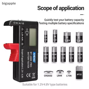 Bigapple Công suất pin kỹ thuật số Volt Test Che Pin Điện áp hiện tại Máy kiểm tra RDG