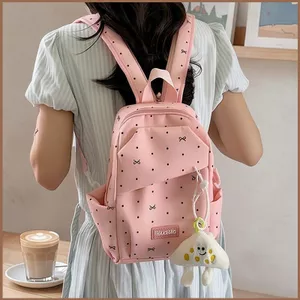 SQ11 Mặt dây chuyền miễn phí Polka Dot Schoolbag dành cho học sinh Ba lô đi làm đa năng dung tích lớn đa năng