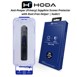 Kính Cường Lực Hoda Sapphire Privacy Nguyên Khối cho IP 17ProMax/ 16Pro - Chống Nhìn Trộm, Độ Cứng Mohs 9 Chứng Nhận GIA