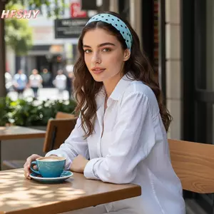 HFSHY Retro Boho Dot Băng Đô Quấn Tóc Mềm Co Giãn Cho Nữ Thể Dục Chăm Sóc Da Sử Dụng Hàng Ngày VN