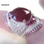 MIC _ Lấp Lánh Kẻ Sọc Giả Đá Ruby Nhẫn Đính Hôn Ban Nhạc Nữ Món Quà Trang Sức