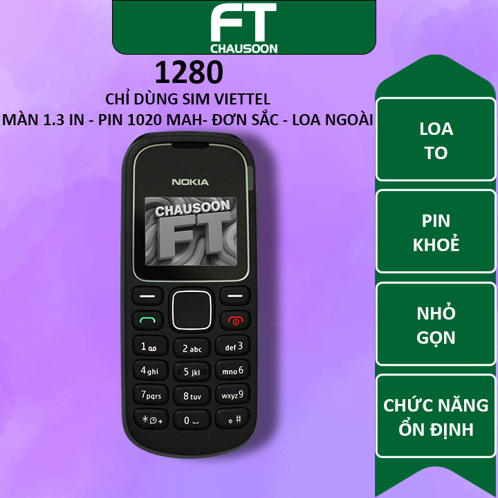 Điện thoại Nokia 1280 pin khoẻ, nghe gọi tốt, dễ sử dụng