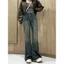 Quần Jean Cao Cấp loe Mỹ Retro Rửa Quần Denim Nữ Đau Khổ