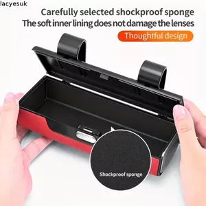 Giá đỡ kính che nắng LACYESUK, Hộp đựng kính thời trang bằng da PU, Hộp đựng kính thời trang chống sốc cao cấp Công tắc báo chí chống trầy xước Kính Hộp bảo vệ xe
