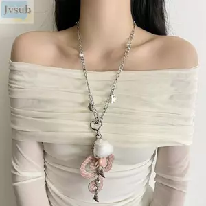 Vòng cổ mặt dây chuyền hình trái tim JVSUB, Ghi chú âm nhạc Vòng cổ dây chuyền hợp thời trang Hàn Quốc, Túi quà tặng trang sức Harajuku dễ thương Y2K Charm Móc khóa dành cho nữ