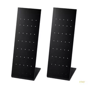 Stay Black Acrylic L Shape Lip Nose Nhẫn trưng bày với các lỗ khác nhau Thích hợp cho cửa hàng trang sức và nhà Organizati