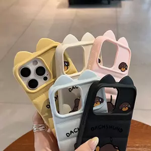 Ốp lưng chó xúc xích chữ tiếng Anh cho iPhone17promax 16/15plus thư giãn 14/13/12