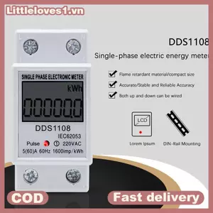 Littleloves1 60A DDS108 Màn hình kỹ thuật số LCD Đồng hồ đo năng lượng một pha có Balight Đồng hồ đo năng lượng một pha Máy đo kiểm tra VN