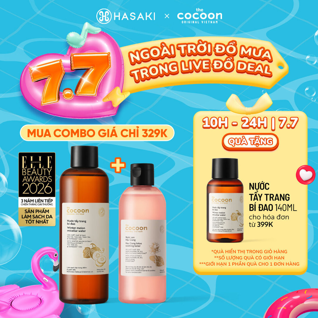 [MEGA 7.7|18H-19H] Combo Cocoon Nước Cân Bằng Sen Hậu Giang & Nước Tẩy Trang Bí Đao Hasaki Sản Phẩm Chính Hãng