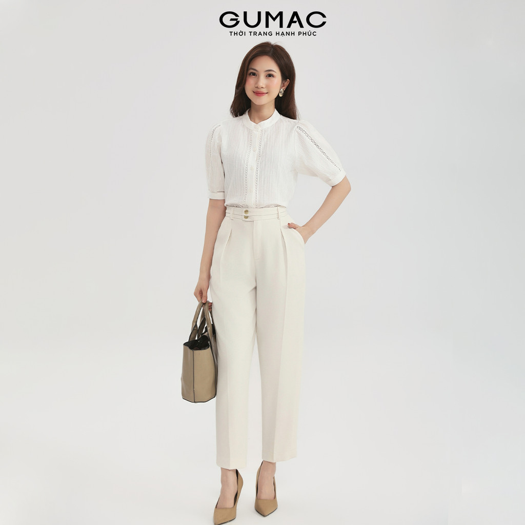 Quần Tây Ống Đứng Nữ GUMAC Kiểu Xếp Li Chất Bố Ruby Đứng Form Tôn Dáng QG03005