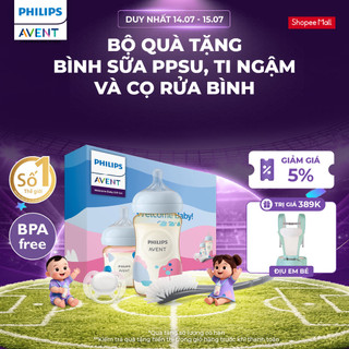 Bộ Quà Tặng Chào Đón Bé Yêu Philips Avent - Bình sữa PPSU, ti ngậm và cọ rửa bình