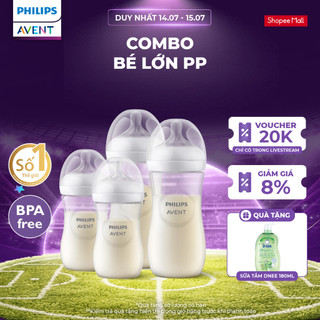 Combo cho bé lớn - 4 Bình sữa mô phỏng tự nhiên PP Philips Avent, chống sặc, chống đầy hơi, 260ml & 330ml