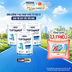 Bộ 3 Sữa Bột NESTLÉ PEPTAMENJUNIOR Thụy Sĩ Hỗ Trợ Kém Hấp Thu,Giảm Chức Năng Tiêu Hóa 400G
