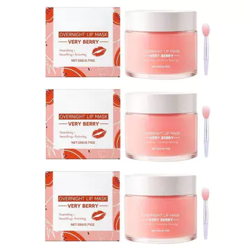 Mặt nạ dưỡng ẩm Berry qua đêm-Mặt nạ ngủ môi nuôi dưỡng, chứa Vitamin E và dâu tây-Trọng chăm sóc môi ban đêm không trầy xước nhẹ, Thích hợp cho mịn màng