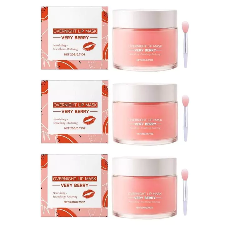 Mặt nạ dưỡng ẩm Berry qua đêm-Mặt nạ ngủ môi nuôi dưỡng, chứa Vitamin E và dâu tây-Trọng chăm sóc môi ban đêm không trầy xước nhẹ, Thích hợp cho mịn màng