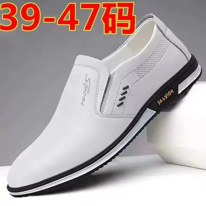 Giày Đế Bằng Giày Xuân Hè Da Nam Da Trắng Giày Nam Đế Mềm Trang Phục Nam Bố Giày Da Anh