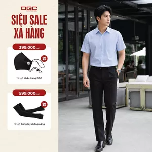 Áo Sơ Mi Nam Ngắn Tay DGC Dáng Suông Classic, Họa Tiết Kẻ Lịch Lãm, Chất Vải Mát - SASNBC46M