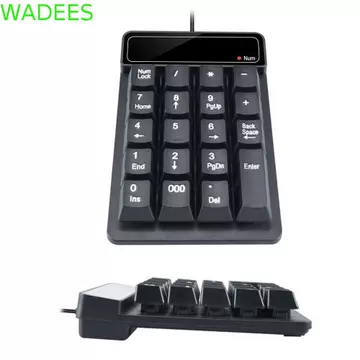 Bàn phím số không dây WADEES 2.4G, Máy tính cảm giác cơ khí chống nước Bàn phím nhỏ Bluetooth, Bàn phím có dây 19 phím Bàn phím số USB Mini di động Đồ dùng kế toán