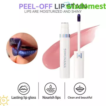 WISDOMEST Lip Stain Tint, Hình xăm vỏ kim loại chống thấm nước, Son môi dưỡng ẩm chuyển giao lâu trôi Chăm sóc môi