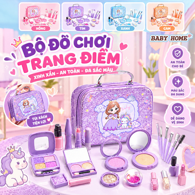 Bộ đồ Chơi Trang điểm Mô Phỏng Cho Bé Gái Chất Liệu An Toàn Không độc Hại Kích Thích Sáng Tạo Quà Tặng Cho Bé